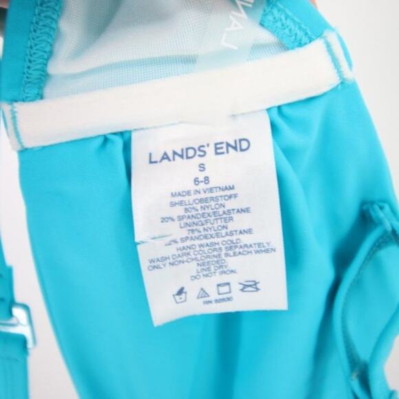 Lands End Aqua Blue Twist Bikini Top Strapless/Halter Wear 2 Ways Size S 6-8 NEW - Picture 3 of 4